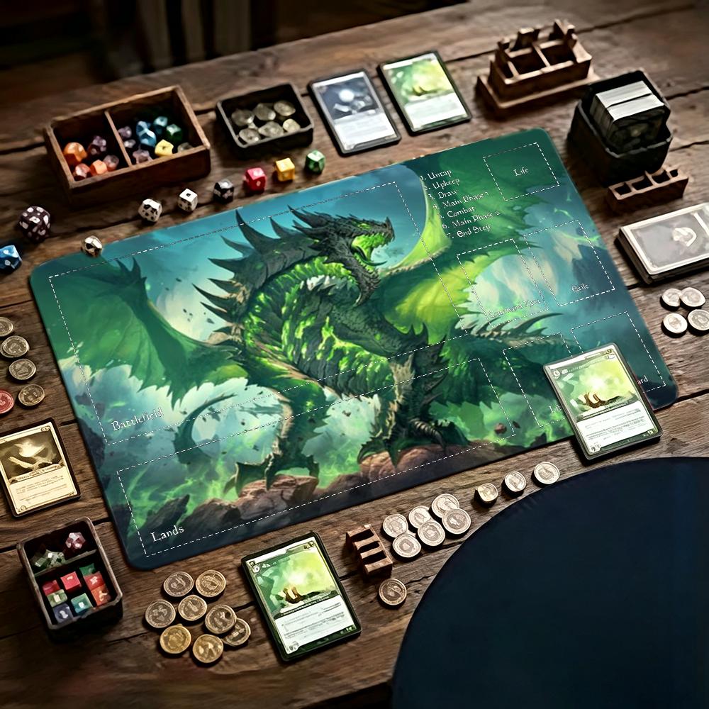Door Mat Blank - Alfombrilla de juego Green Flame Dragon
